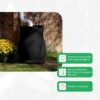 FCMP Outdoor 45-Gallon Catalina Rain Barrel – BPA-Free, Flat-Back Design with 3.5 Foot Garden Hose, Shut-Off Thumb Valve, and Fixed Lid (RB-CAT-BLK) Black | BPA-Free Flat-Back Design with 3.5 Foot Garden Hose, Shut-Off Thumb Valve & Fixed Lid