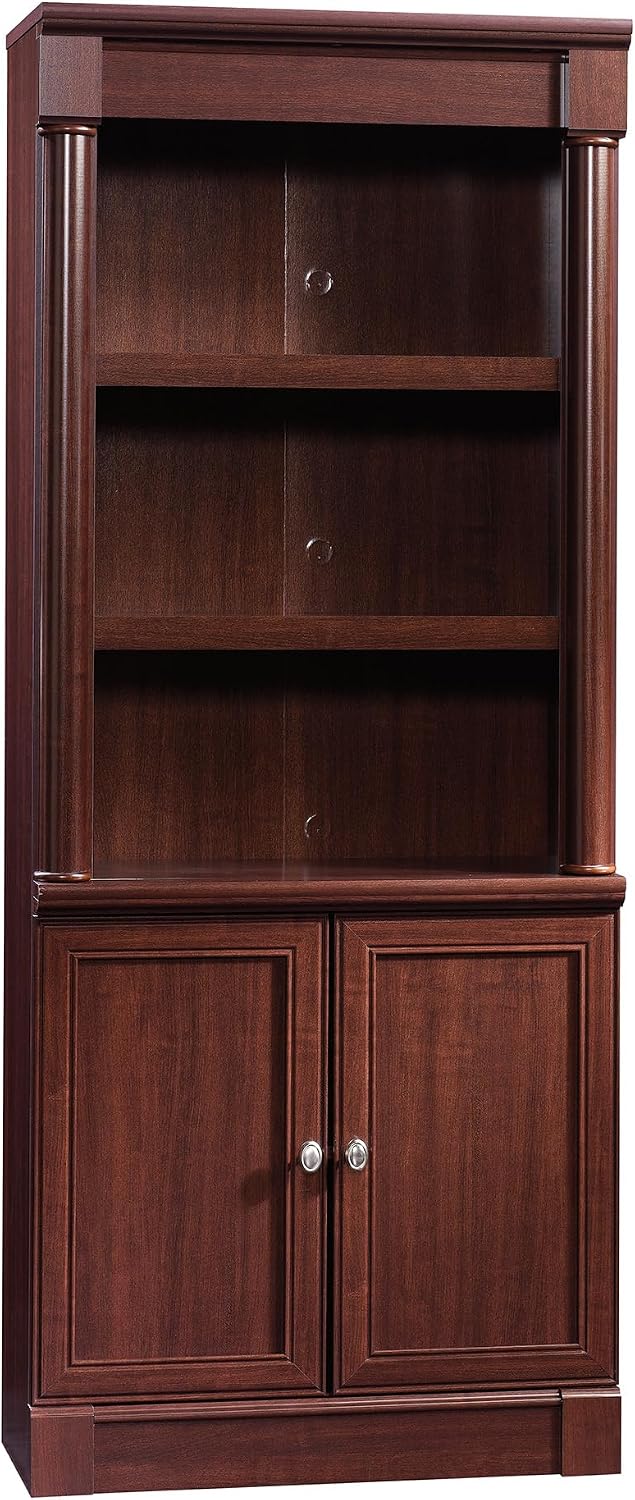 Sauder Palladia Book Shelf, Bookshelf with Storage, Library Bookcase with Doors and Adjustable Shelves, in Select Cherry finish Sauder Palladia Book Shelf, Bookshelf with Storage, Library Bookcase with Doors and Adjustable Shelves, in Select Cherry finish