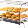 VEVOR 2-Tier Commercial Food Warmer Display, 450W Food Display Warmer with Light, Detachable Shelves and Double-Sided Door Design, 85℉~185℉ Air Heating, 48L for Hamburger, Pizza, Bread, Fried Chicken