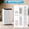 14,000 BTU Portable Air Conditioner, 4-IN-1 Portable AC Unit for Large Rooms Up to 750 Sq. Ft. with Cooling, Dehumidifier, Fan, Sleep, Auto Swing, LED Display, 24H Timer, Remote & Installation Kits