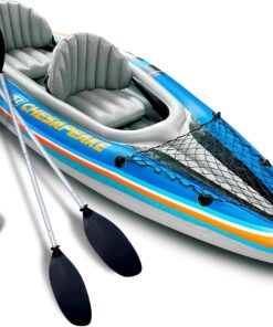 Sunlite Sports Inflatable Kayak 2 Person, Portable Inflatable Boat with Shed & Aluminum Oars, Lightweight Tandem Kayak with Air Pump & Carry Bag for Lakes & Rivers, 400 LB