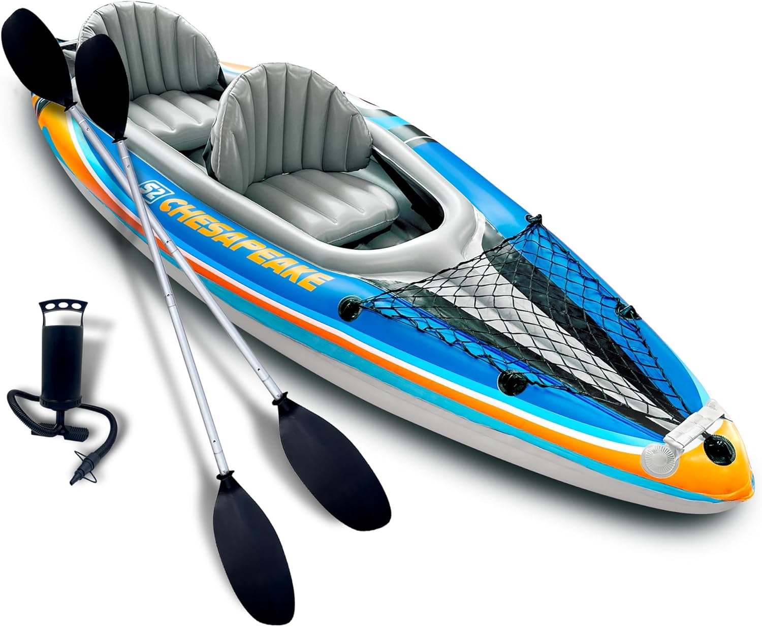 Sunlite Sports Inflatable Kayak 2 Person, Portable Inflatable Boat with Shed & Aluminum Oars, Lightweight Tandem Kayak with Air Pump & Carry Bag for Lakes & Rivers, 400 LB