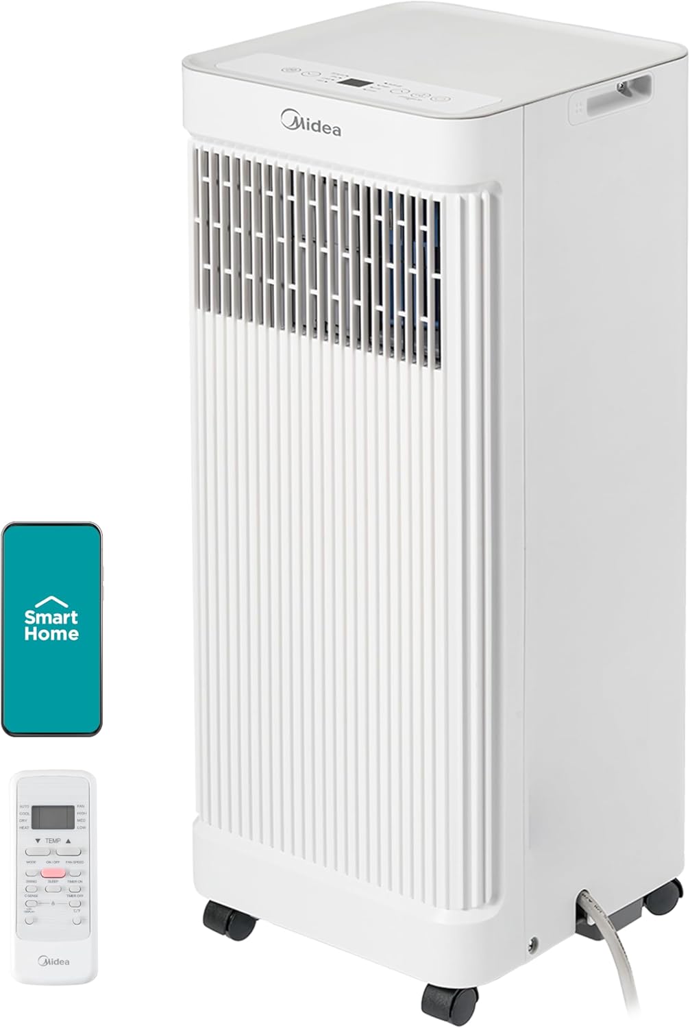 Midea 8,500 BTU ASHRAE Portable Air Conditioner, Cools up to 150 Sq. Ft. | 5,000 BTU SACC Portable AC, Smart APP & Remote Control, with Dehumidifier & Fan mode, Window Kit, Easy-to-use and Install
