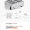 VEVOR Commercial Food Warmer, 1500W Electric Stainless Steel Steam Food Warmer with Lid, 6-Pan Fast Heating Countertop Buffet Bain Marie with Soup & Perforated Ladles, for Catering, Restaurant, Party