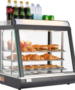 VEVOR 3-Tier Commercial Food Warmer Display, 1200W Food Display Warmer with LED Light, Top Storage and Adjustable Shelves, 86℉~185℉ Steam Heating, 75L for Hamburger, Pizza, Bread, Fried Chicken