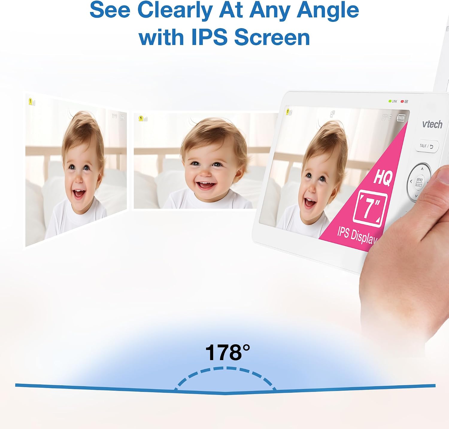 VTech Baby Monitor No WiFi, 7" IPS Screen, 5000mAh 12Hr Battery, 360° PTZ, 4X Zoom, Night Vision, Night Light, 2-Way Talk, White | Advanced HQ Max VTech Baby Monitor No WiFi, 7" IPS Screen, 5000mAh 12Hr Battery, 360° PTZ, 4X Zoom, Night Vision, Night Light, 2-Way Talk, White | Advanced HQ Max - Image 4
