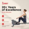 Sunny Health & Fitness Smart Magnetic Rower, Compact Quiet & Smooth Rowing Machine for Full-Body Cardio Exercise, Free SunnyFit Training App Connection