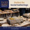 Elite Gourmet EWM-6122X Dual Buffet Server, 2 x 2.5 Qt, Stainless Steel | Deluxe Party Tray Doubles for Gravy & Holiday Essentials at Special Events - Great for Parties & Catering