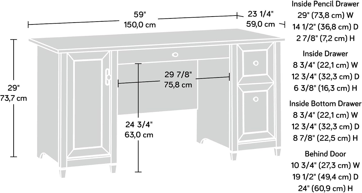 Sauder Edge Water Computer Desk with Storage Drawers, Home Office Desk, in Estate Black Sauder Edge Water Computer Desk with Storage Drawers, Home Office Desk, in Estate Black - Image 3