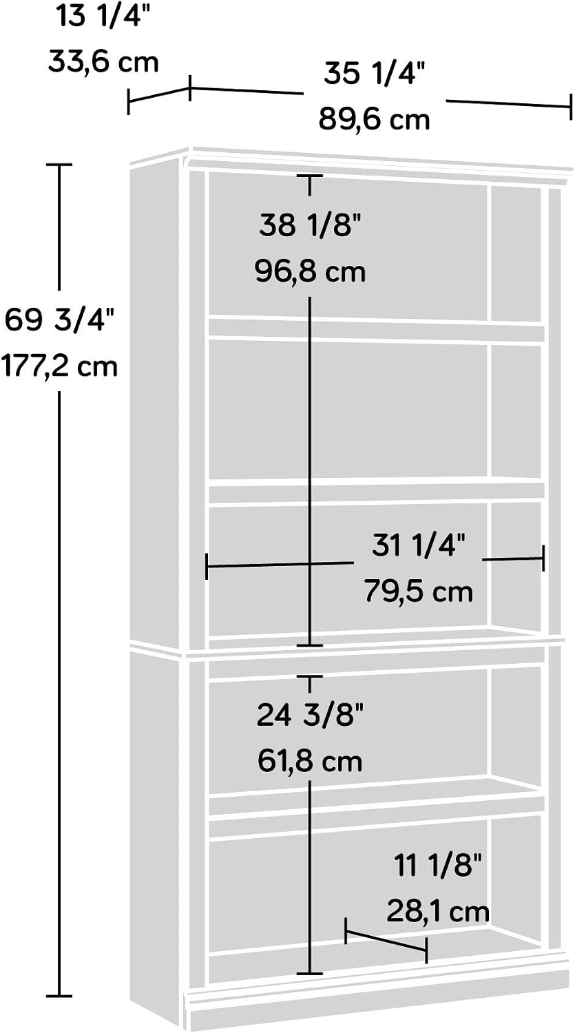 Sauder 5 Tier Book Shelf Wooden Bookcase Multipurpose Bookshelf for Home Office, Living Room, in Vintage Oak Sauder 5 Tier Book Shelf Wooden Bookcase Multipurpose Bookshelf for Home Office, Living Room, in Vintage Oak - Image 3