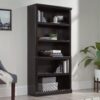 Sauder 5 Tier Book Shelf Wooden Bookcase Multipurpose Bookshelf for Home Office, Living Room, in Estate Black finish