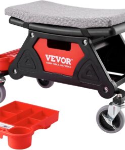 VEVOR Mechanic Stool 300 LBS Capacity Garage Stool Gift for Men, Heavy Duty Rolling Mechanics Seat, with Three Slide Out Tool Trays and Drawer, Tools for Automotive Auto Repair | Auto Repair Heavy Duty Plastic Rolling Mechanics Seat with Cushion, Three Slide Out Tool Trays and Drawer, for Automotive