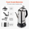 VEVOR 12-Cup Electric Percolator Coffee Pot, 304 Stainless Steel Body Coffee Percolator with Keep Warm Function & Heat-Resistant Handle, Classic Coffee Maker, Quick Brew & Easy-Pour Spout, Silver VEVOR 12-Cup Electric Percolator Coffee Pot, 304 Stainless Steel Body Coffee Percolator with Keep Warm Function & Heat-Resistant Handle, Classic Coffee Maker, Quick Brew & Easy-Pour Spout, Silver