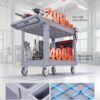 VEVOR Utility Cart, 550 lbs Capacity, 2 Tier Service Cart with 360° Swivel & Fixed Wheels (2 with Brakes), Heavy Duty Plastic Rolling with Storage Tray, Tool Storage for Garage Warehouse Workshop Gray