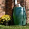 FCMP Outdoor Raincatcher, Flat-Back Rain Barrel with Spigots, 50 Gallon, Green | Portable Water Storage Container Tank with Spigots for Home, Garden, and Backyard