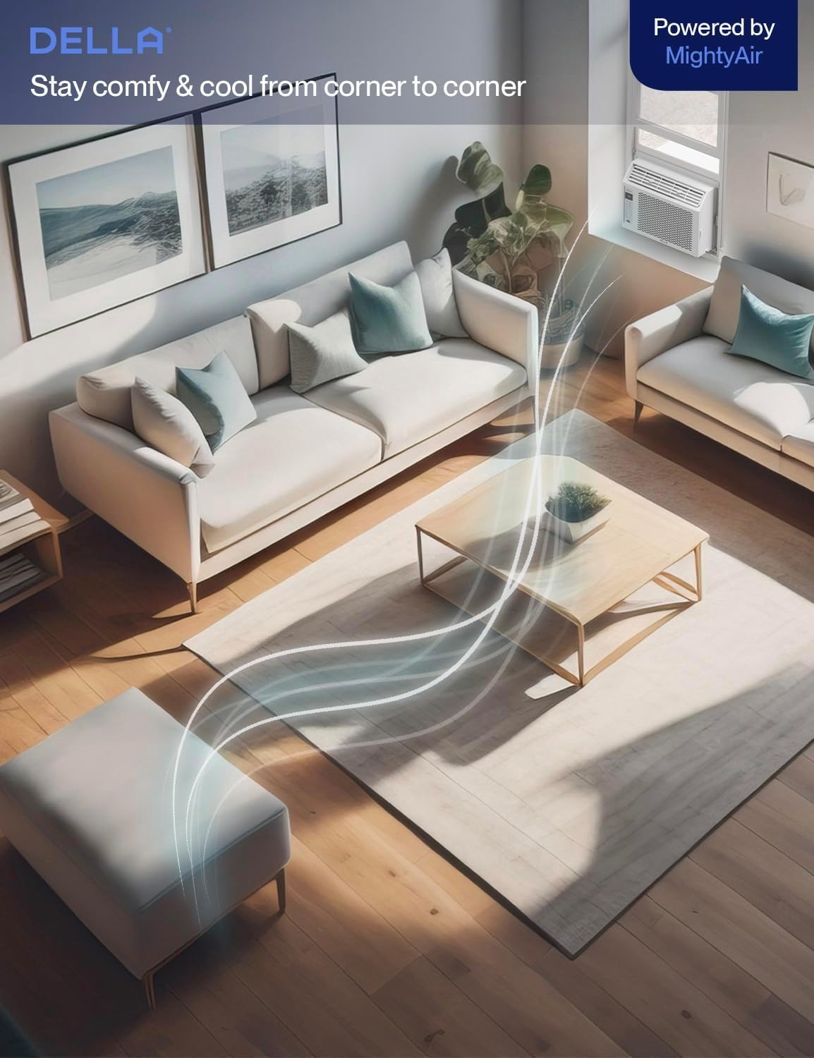 DELLA 6000 BTU AC Unit with Energy Saving Window Air Conditioner,WIFI Smart Controls, GEO Location, Work with Alexa, Cools Up to 250 Sq. Ft, Easy Install,Reusable Filter,Remote, Dehumidifier, Fan DELLA 6000 BTU AC Unit with Energy Saving Window Air Conditioner,WIFI Smart Controls, GEO Location, Work with Alexa, Cools Up to 250 Sq. Ft, Easy Install,Reusable Filter,Remote, Dehumidifier, Fan - Image 2