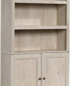 Sauder Miscellaneous Storage Bookcase with Doors, Adjustable Shelves, 5 Shelf Bookcase - Chalked Chestnut Finish