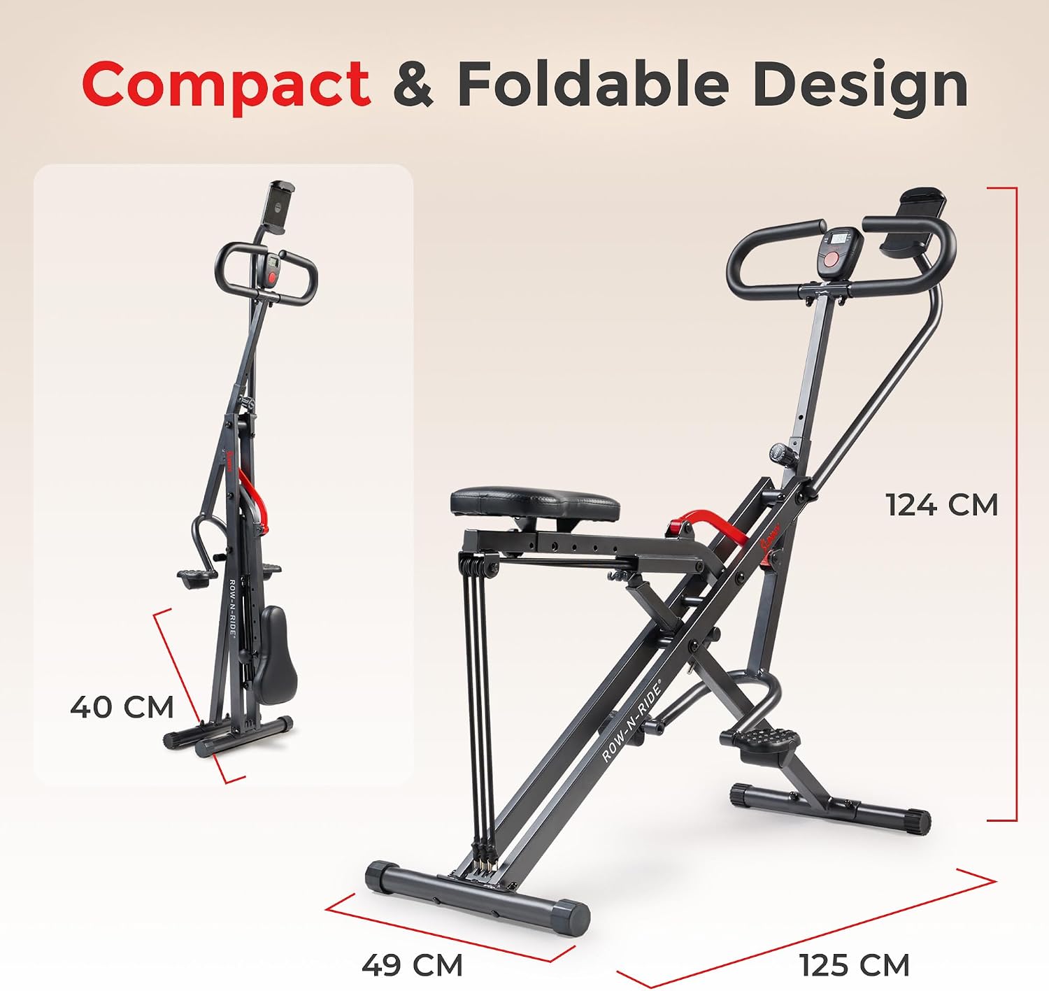 Sunny Health & Fitness Smart Upright Row-N-Ride Trainer w/Adjustable Resistance & 330LB Weight Capacity, Foldable Home Exercise Equipment for Arm, Glute & Leg Training, Free SunnyFit App Connection Sunny Health & Fitness Smart Upright Row-N-Ride Trainer w/Adjustable Resistance & 330LB Weight Capacity, Foldable Home Exercise Equipment for Arm, Glute & Leg Training, Free SunnyFit App Connection - Image 8