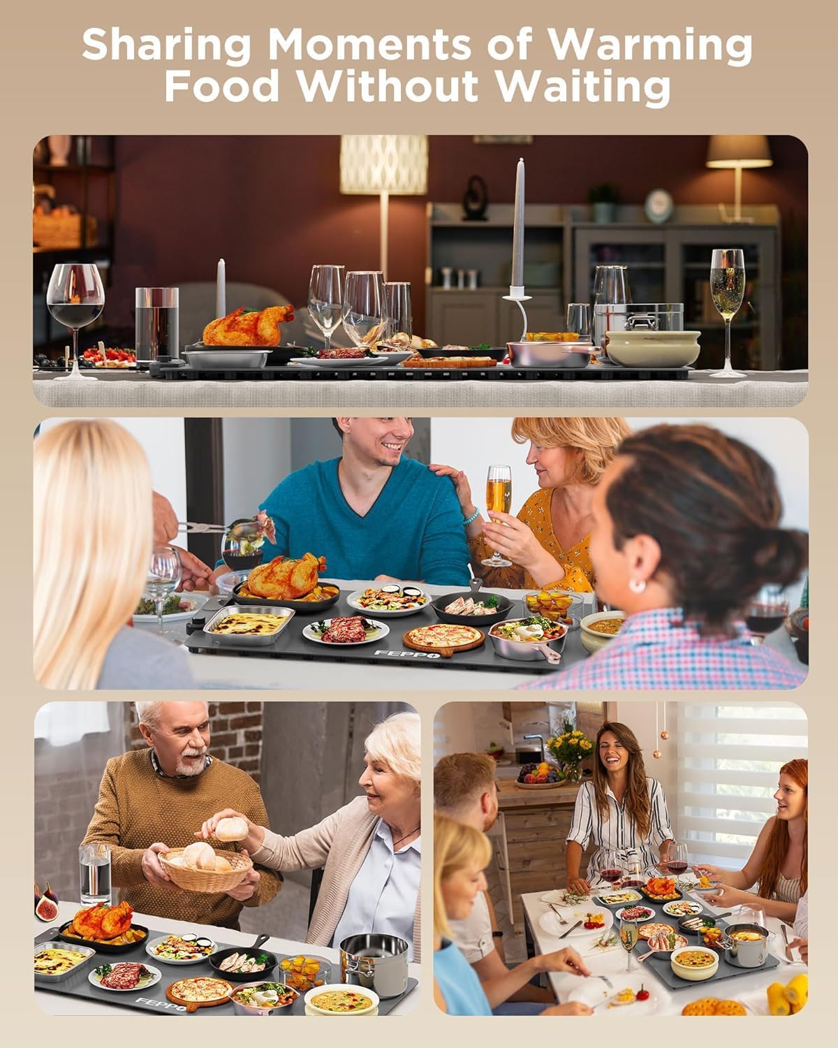 FEPPO Food Warming Mat, 35"x16" Food Warmers for Parties Buffet | Fast Full-Surface Warming Mat for Food with 19 Level Adjustable Temperature and 6 Hours Timer, Roll Up Food Warmer FEPPO Food Warming Mat, 35"x16" Food Warmers for Parties Buffet | Fast Full-Surface Warming Mat for Food with 19 Level Adjustable Temperature and 6 Hours Timer, Roll Up Food Warmer - Image 7
