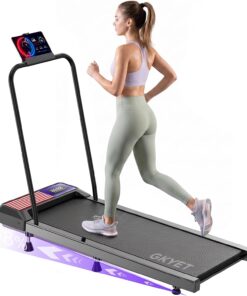 Walking Pad Treadmill with Handle Bar, 8% Incline Under Desk Treadmill | 2.5HP quiet motor, 265 lb capacity, 0.6-4 MPH speed, 15 x 35.4 in belt, compact for home office and small spaces