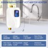 Tankless Water Heater Electric 110V, 3000W Instant Electric Water Heater, Under Sink Water Heater with Digital Display, On Demand Hot Water heater Electric for Kitchen Bathroom Washin