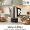 Elite Gourmet 6-Cup Electric Coffee Percolator, Stainless Steel, 1000W | Fast brewing, Keep Warm, auto shut-off, clear brew progress knob, cordless serving base, reusable filter Elite Gourmet 6-Cup Electric Coffee Percolator, Stainless Steel, 1000W | Fast brewing, Keep Warm, auto shut-off, clear brew progress knob, cordless serving base, reusable filter