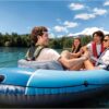 INTEX Excursion 4-Person Inflatable Fishing Boat River Raft Set with Oars | 66324EP - Portable Boat with Extra Wide Cockpit and High-Ouput Hand Pump, 10ft 4in × 5ft 5in