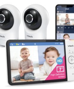 VTech RM7764-2HD Smart WiFi Baby Monitor with 2 Cameras, 1080p HD Video, 360° Pan & Tilt, 10x Zoom, 7" HD Parent Unit, Night Vision, Soothing Sounds, 2-Way Talk, Temperature & Motion Detection