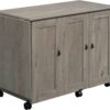 Sauder Craft Cart Storage Cabinet, Rolling Sewing Table with Expandable Top, Mystic Oak
