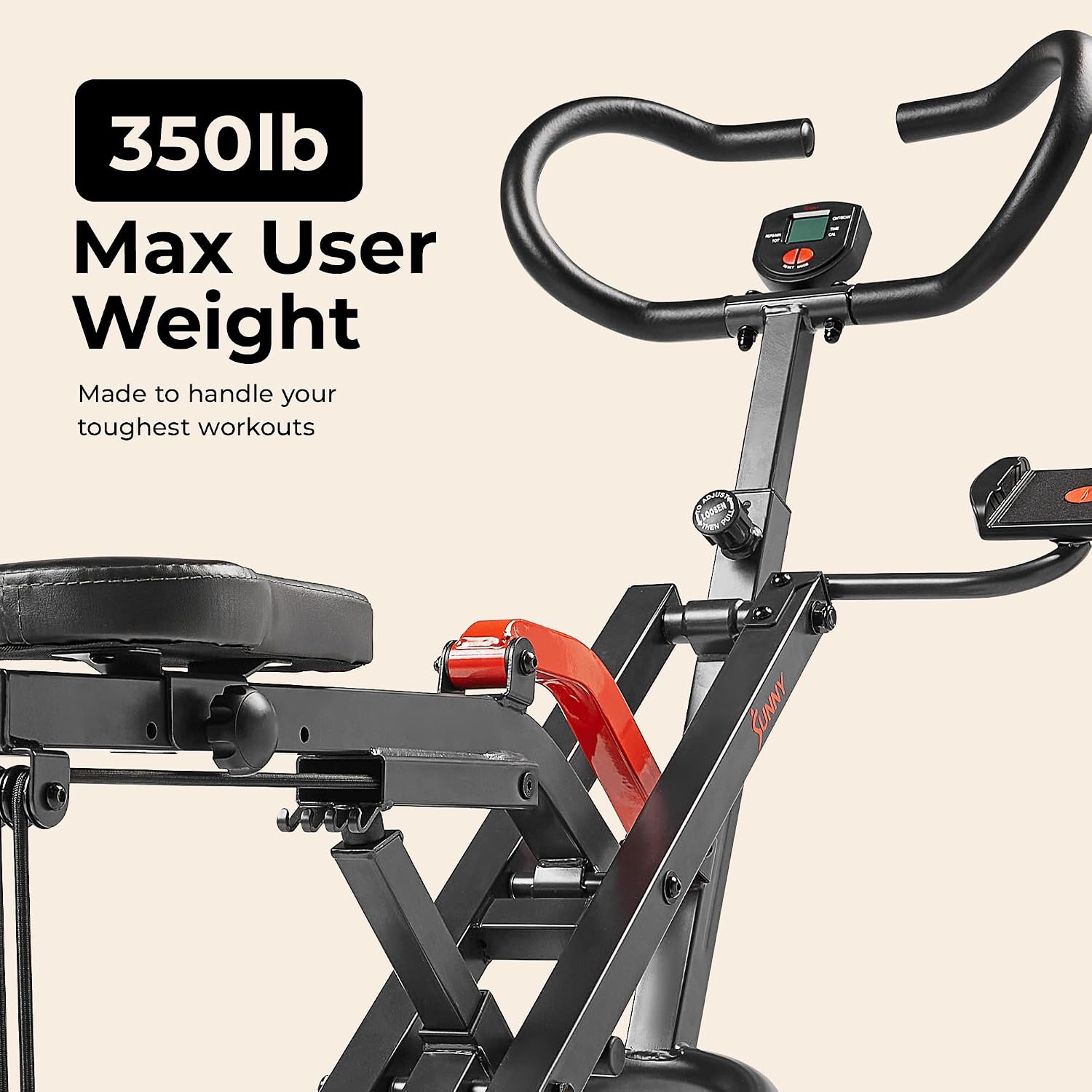 Sunny Health & Fitness Smart Heavy-Duty Row-N-Ride, Full-Body Squat Assist | Free SunnyFit App, Multi-Exercise Training, 3 Squat Depths, 5 Resistance Levels, 350LB Capacity, Compact Foldable Design Sunny Health & Fitness Smart Heavy-Duty Row-N-Ride, Full-Body Squat Assist | Free SunnyFit App, Multi-Exercise Training, 3 Squat Depths, 5 Resistance Levels, 350LB Capacity, Compact Foldable Design - Image 2