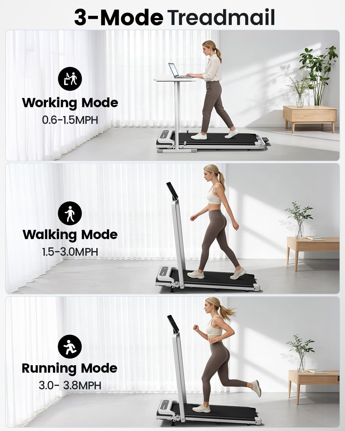 Yagud Walking Pad, Walking Pad Treadmill for Home Office, Portable Under Desk Treadmill with Remote Control and LED Display, Walking Jogging Running Machine Yagud Walking Pad, Walking Pad Treadmill for Home Office, Portable Under Desk Treadmill with Remote Control and LED Display, Walking Jogging Running Machine - Image 8