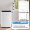 14,000 BTU Portable Air Conditioner, 4-IN-1 Portable AC Unit for Large Rooms Up to 750 Sq. Ft. with Cooling, Dehumidifier, Fan, Sleep, Auto Swing, LED Display, 24H Timer, Remote & Installation Kits