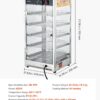 VEVOR 5-Tier Commercial Food Warmer Display, 800W Food Display Warmer with LED Light, Adjustable Shelf and Stainless Steel Frame, 86℉~185℉ Air Heating, 60L for Hamburger, Pizza, Bread, Fried Chicken