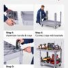 VEVOR Utility Cart, 550 lbs Capacity, 2 Tier Service Cart with 360° Swivel & Fixed Wheels (2 with Brakes), Heavy Duty Plastic Rolling with Storage Tray, Tool Storage for Garage Warehouse Workshop Gray