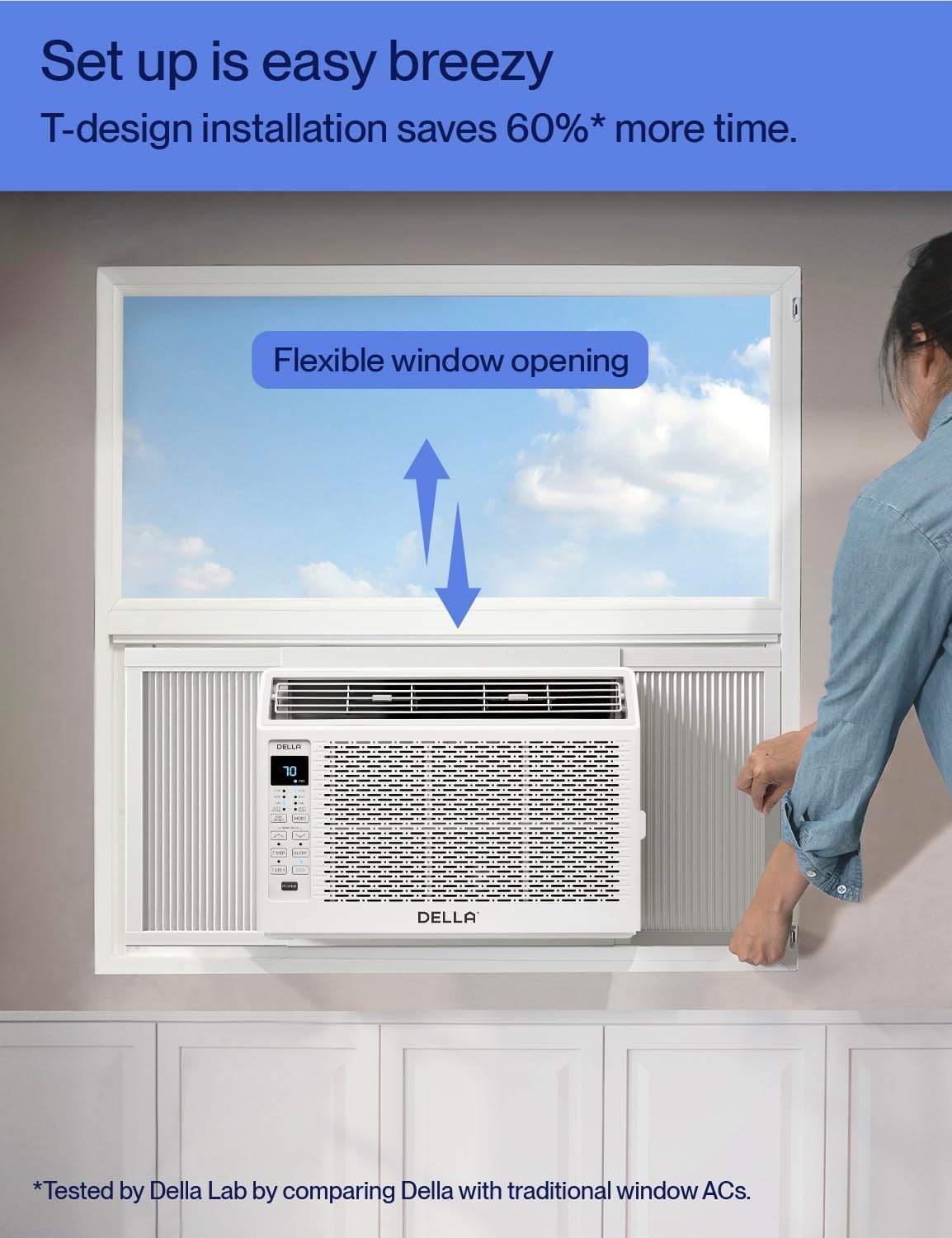 DELLA 6000 BTU AC Unit with Energy Saving Window Air Conditioner,WIFI Smart Controls, GEO Location, Work with Alexa, Cools Up to 250 Sq. Ft, Easy Install,Reusable Filter,Remote, Dehumidifier, Fan DELLA 6000 BTU AC Unit with Energy Saving Window Air Conditioner,WIFI Smart Controls, GEO Location, Work with Alexa, Cools Up to 250 Sq. Ft, Easy Install,Reusable Filter,Remote, Dehumidifier, Fan - Image 6