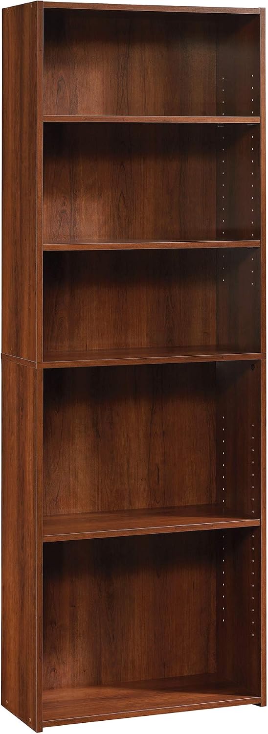 Sauder Beginnings 5-Shelf Bookcase, Bookshelf with Adjustable Storage Shelves, in Brook Cherry Sauder Beginnings 5-Shelf Bookcase, Bookshelf with Adjustable Storage Shelves, in Brook Cherry