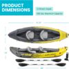 Intex 68307EP Explorer K2 Inflatable Kayak Set: Includes Deluxe 86in Aluminum Oars and High-Output Pump – SuperStrong PVC – Adjustable Seats with Backrest – 400lb Weight Capacity