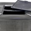 FCMP Outdoor Slim Line Design 45-Gallon Wood Grain Outdoor Home Rain Water Catcher Barrel Flat Back Container with Spigots and Mesh Screen, Black