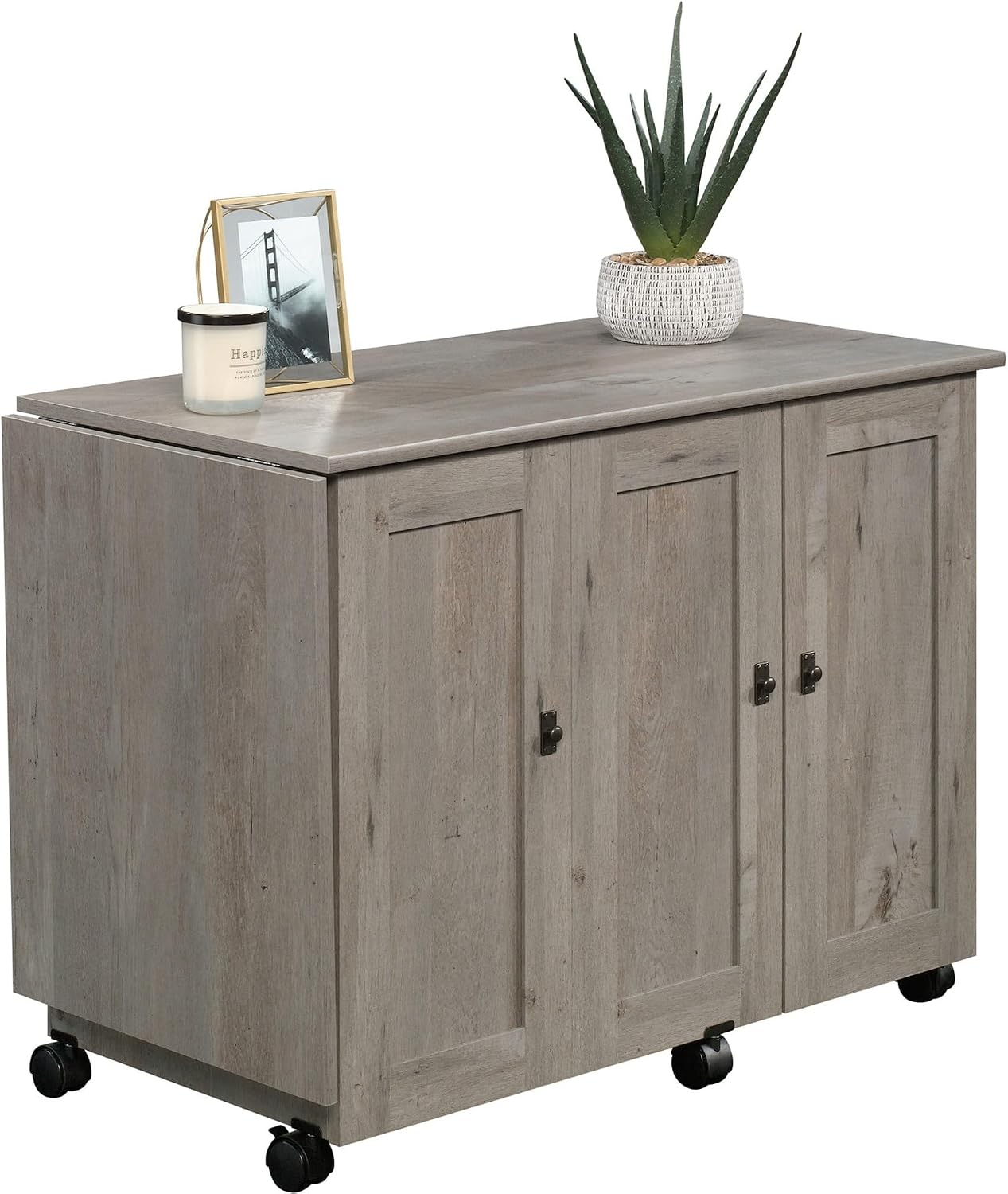Sauder Craft Cart Storage Cabinet, Rolling Sewing Table with Expandable Top, Mystic Oak Sauder Craft Cart Storage Cabinet, Rolling Sewing Table with Expandable Top, Mystic Oak - Image 5