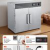 VEVOR Electric Hot Box Food Warmer, 4-Tier Commercial Warming Cabinet with Water Tray, Double-Door and Adjustable Shelves, Stainless Steel Food Warmer Cabinet, for Restaurant, Kitchen, Pizza, Chicken