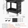 VEVOR Heavy Duty Utility Cart with Tray & Pegboard, 550 LBS 2 Tier Service Cart with 360° Swivel & Fixed Wheels (2 with Brakes), Plastic Rolling Cart, Tool Storage for Garage Warehouse Workshop