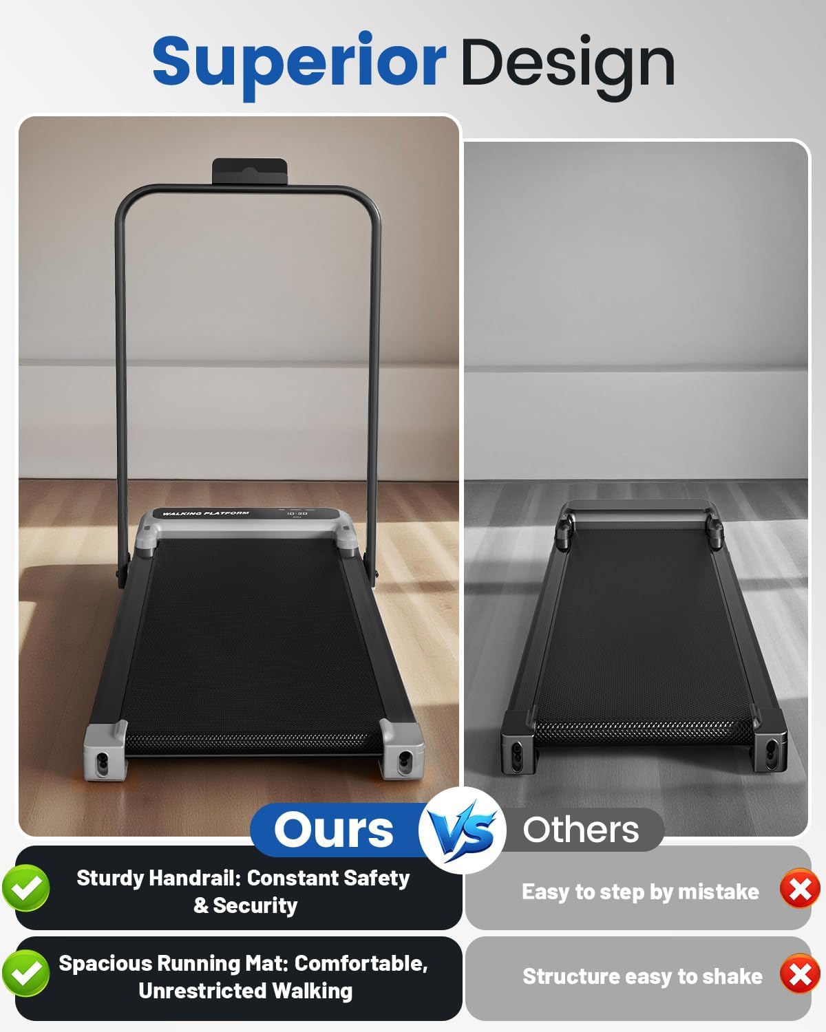 Walking Pad Treadmill for Home, Walking Pad with Incline and Handle Bar | Sturdy Foldable Handles Walking Pad with LED Display, Portable Quiet Under Desk Treadmills for small space at home office Walking Pad Treadmill for Home, Walking Pad with Incline and Handle Bar | Sturdy Foldable Handles Walking Pad with LED Display, Portable Quiet Under Desk Treadmills for small space at home office - Image 6