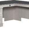 Sauder Palladia L Shaped Desk with Drawers, Office Desk with File Cabinet Storage, Cable Management, Keyboard Tray, in Glacier Oak Finish