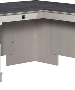 Sauder Palladia L Shaped Desk with Drawers, Office Desk with File Cabinet Storage, Cable Management, Keyboard Tray, in Glacier Oak Finish