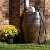 FCMP Outdoor Raincatcher 4000 Rain Barrel, Flat-Back Rainwater Catcher with Spigots, 50 Gallon, Brown - Portable Water Storage Container Tank for Home, Garden, and Backyard | Portable Water Storage Container Tank with Spigots for Home, Garden, and Backyard