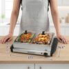 Elite Gourmet EWM-6122X Dual Buffet Server, 2 x 2.5 Qt, Stainless Steel | Deluxe Party Tray Doubles for Gravy & Holiday Essentials at Special Events - Great for Parties & Catering