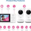 VTech Baby Monitor No WiFi with 2 Cameras – 19-Hour Battery, Patrol Mode for Twins & Two Rooms, 1000ft Range, Auto Night Vision, Two-Way Talk, Temperature Sensor | VM819-2
