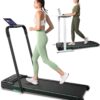 UREVO Strol 2E Smart 2-in-1 Folding Treadmill, Compact Walking Pad with Safety Handle, Plug and Play, Standing Desk Treadmill with Dual LED Display, Smart APP, Walking or Running for Home, Flaxen