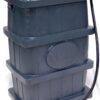 FCMP Outdoor Slim Line Design 45-Gallon Wood Grain Outdoor Home Rain Water Catcher Barrel Flat Back Container with Spigots and Mesh Screen, Grey