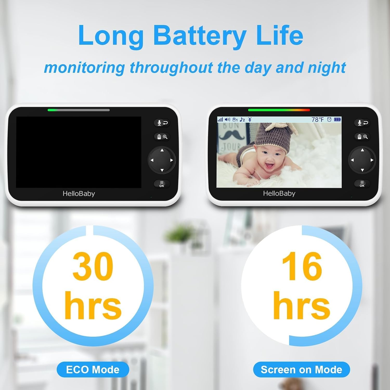 HelloBaby HB6550-2 5" Dual Camera Baby Monitor No WiFi, Pan Tilt Zoom HelloBaby HB6550-2 5" Dual Camera Baby Monitor No WiFi, Pan Tilt Zoom - Image 4